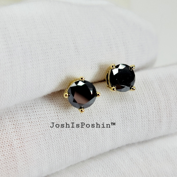 2CT. T.W. Black Moissanite stud earrings in 18K gold over sterling silver - Picture 10 of 13